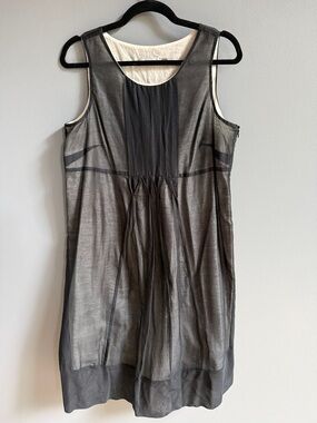 Sleeveless Black Midi Dress with Sheer Overlay